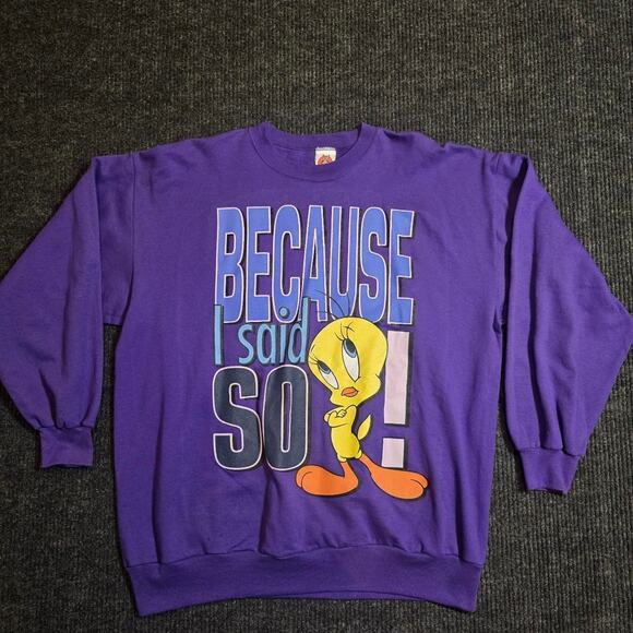Warner Bros. Tops - vintage 1997 Looney Tunes tweety bird purple crewneck